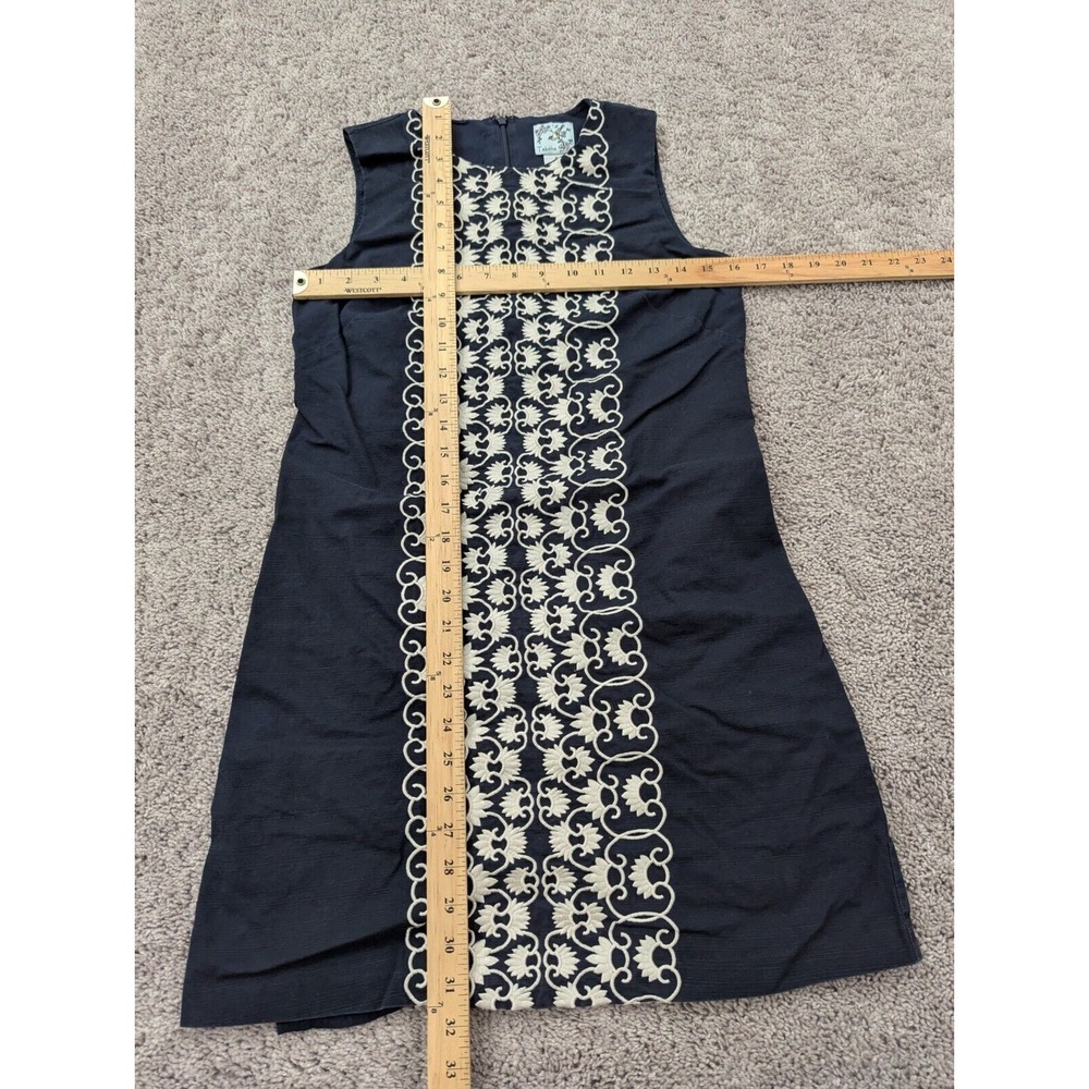 Tabitha Sheath Dress Womens 4‎ Sleeveless Zip Back Embroidered Blue